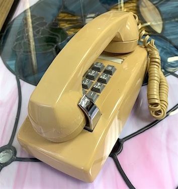 Yellow Push Dial Wall Phone