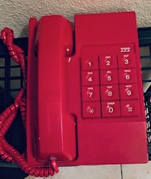 1980s Red Push Button Wall Phone