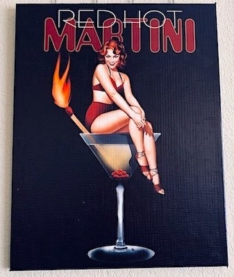 Martini Girl in a Glass Plaque
