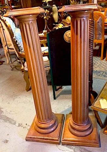 Vintage Church Wooden Tall Pedestals