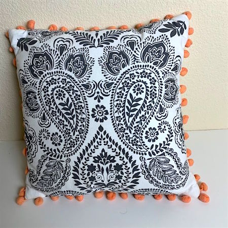 Hamsa Print Square Tassel  Pillow