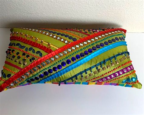 Colorful Bohemian Beaded Pillow