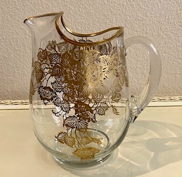 Vintage Gold Etched Pitcher