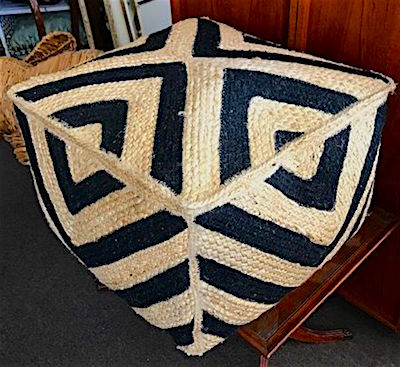 Jute Pouf in Chevron Pattern