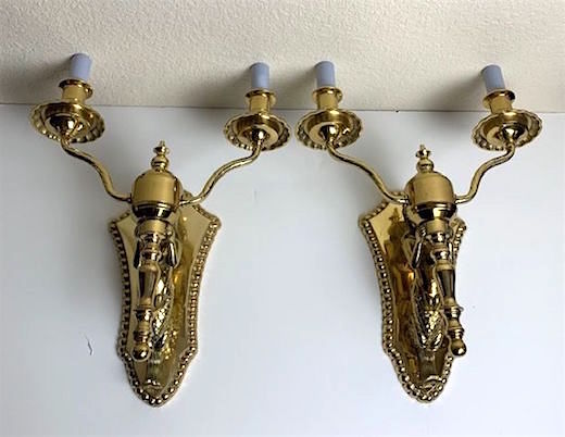 Pair of Gold Heavy Mermaid Light Sconces