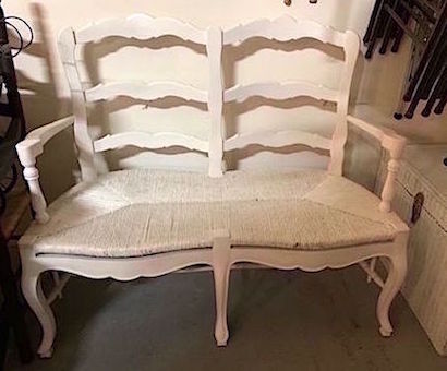 Vintage Country French Rush Seat Settee