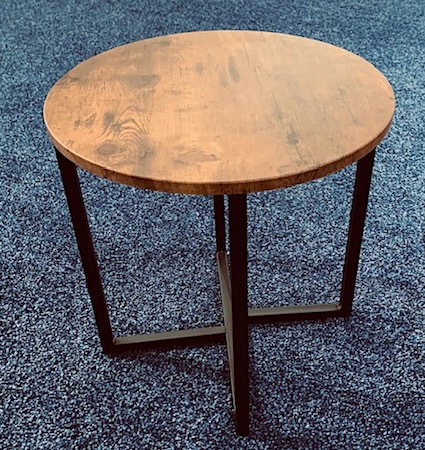 Round Wooden Top Side Table Tubular metal Legs