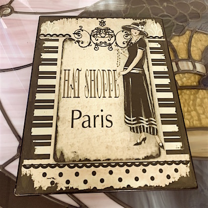 Metal Sign Paris Rue de Ville Hat Shoppe