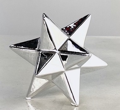 12 Point  Polished Silver Star Sculpture In Cera