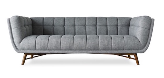 Mid Century Modern Style French Grey Linen Sofa