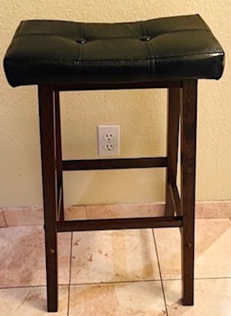 Padded Black Faux Leather Saddle Bar Stool