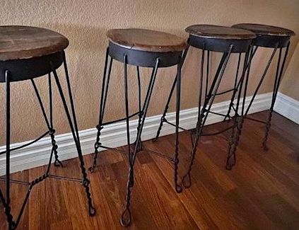 Antique Ice Cream Parlor Tall Stool w Twisted Wire Legs 