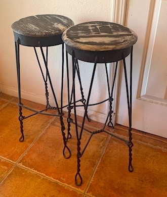 Antique Ice Cream Parlor Tall Stool w Twisted Wire Legs