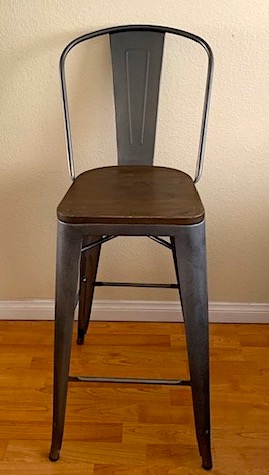 Western Industrial Metal Stools with Wood Seats