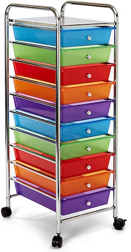 10-Drawer Organizer Rolling Cart, Multi Color