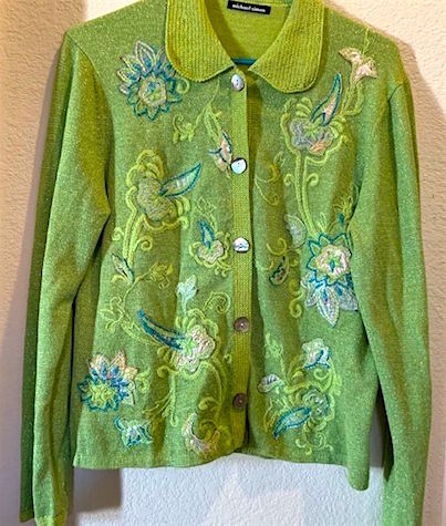 Michael Simon Lime Green Embroidered Sweater