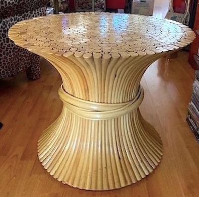 980s Bent Bamboo Sheaf of Wheat McGuire Table