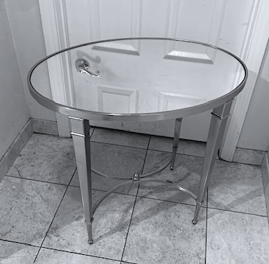 Mirrored Side Oval Table Polished Nickel
