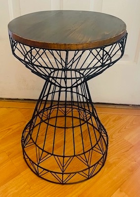 Wire and Wooden Top Side Table