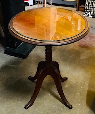 Vintage Chairside or Small Coffee Table w Glass Top