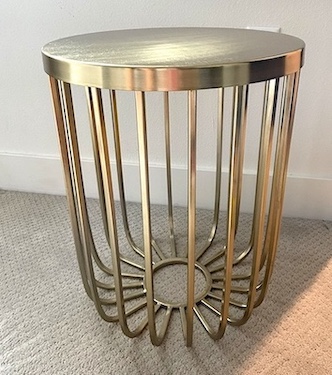 Gold-finish Cage Round Shape Accent/Side Table