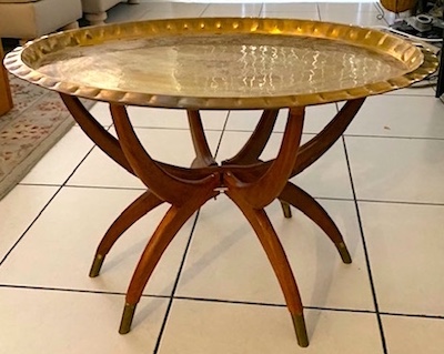 Moroccan Round Brass Tray Folding Stand