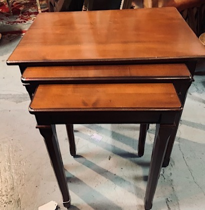 Vintage Set of Three Nesting  Wooden Tables