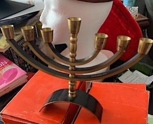 Beautiful Small Brass with Black Edge Menorah