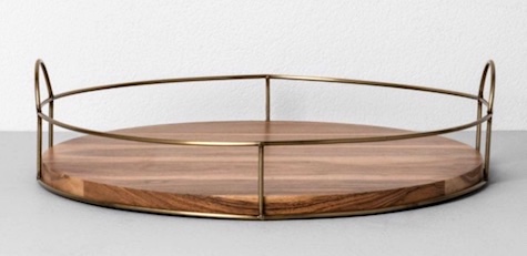 Wooden Tray with Brass