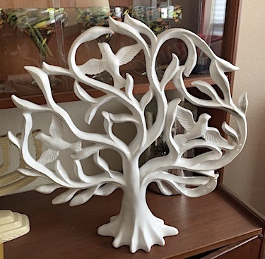 Tree of Life White Glazed Ceramic Sculpture