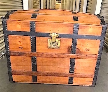 Vintage Wood Camel Back Trunk