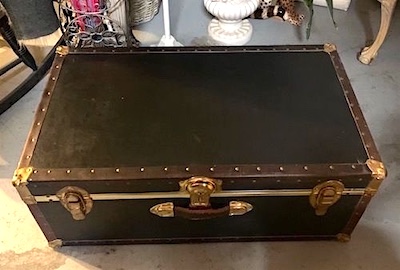 Vintage Black and Brass Steamer Trunk