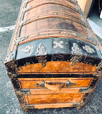 Vintage Wood Camel Back Trunk