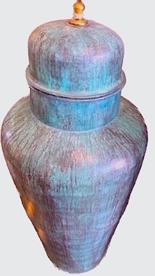 Large Floor Urn with lid Patina and Copper