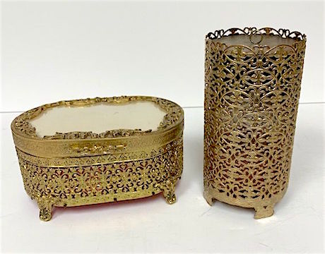 Vintage Ormolu Casket & Candle Holder