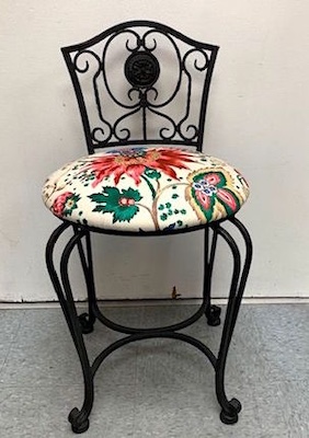 Vanity Chair Black with Floral Seat