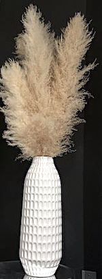 White Vase with Pampas Feathers