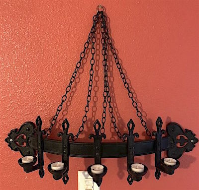 Vintage Spanish 5 Candleholders Wall Sconce held by Chains