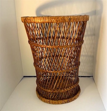 Vintage Boho Rattan Wastebasket