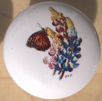 Cabinet Knob Blue Bonnet Butterfly
