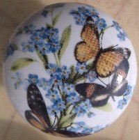 Cabinet Knob Forget me nots Butterfly