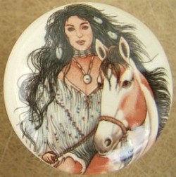Cabinet knob Indian Maiden On Horse