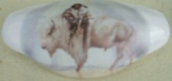 Cermic Drawer Pull white Buffalo and Indian maiden