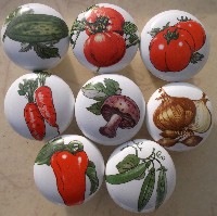 Cabinet knobs vegetables tomato onion eggplant cabbage turnips