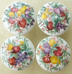cabinet knobs watercolor fruit pears grapes berries strawberry