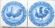 Ceramic Tile mural Blue Roosters