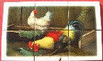 Ceramic Tile Mural Chickens in barn rooster