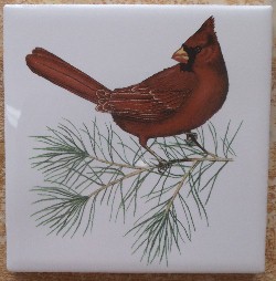 Ceramic Tile domestic bird cardinal