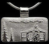 Cabin in Pine Trees Arts & Crafts Woodland Adirondack Silver Necklace