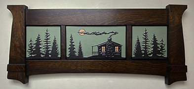 Pine Cabinscape Framed Art Handmade Tile Triptych Display Click To Enlarge